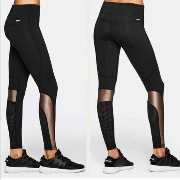 ALALA Siren Black & Metallic Nude Mesh athletic pants Sz small - Picture 1 of 8